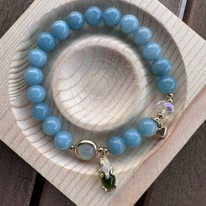 8mm Aquamarine Bracelet with Pixiu charm